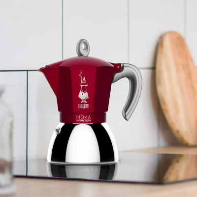 Cafetera Moka Inducción 6 Tazas Roja Bialetti