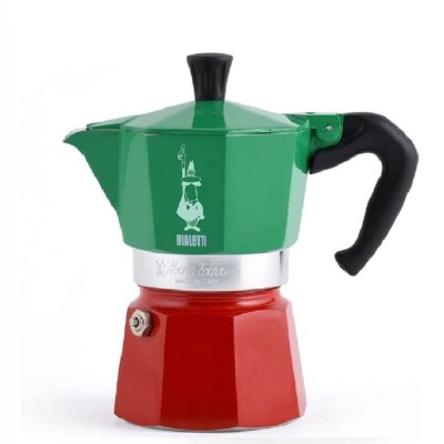 Cafetera Italiana Moka Express Verde-Rojo 3 Tazas Bialetti en Cafés La Mexicana