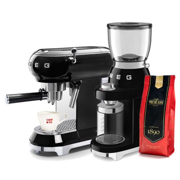 Pack de Cafetera Espress y Molinillo de SMEG con café de regalo