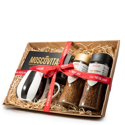 Cesta Gourmet con solubles y Moscovitas en Cafés La Mexicana