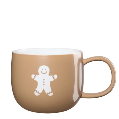 Taza navideña beige - galleta de jengibre en Cafés La Mexicana